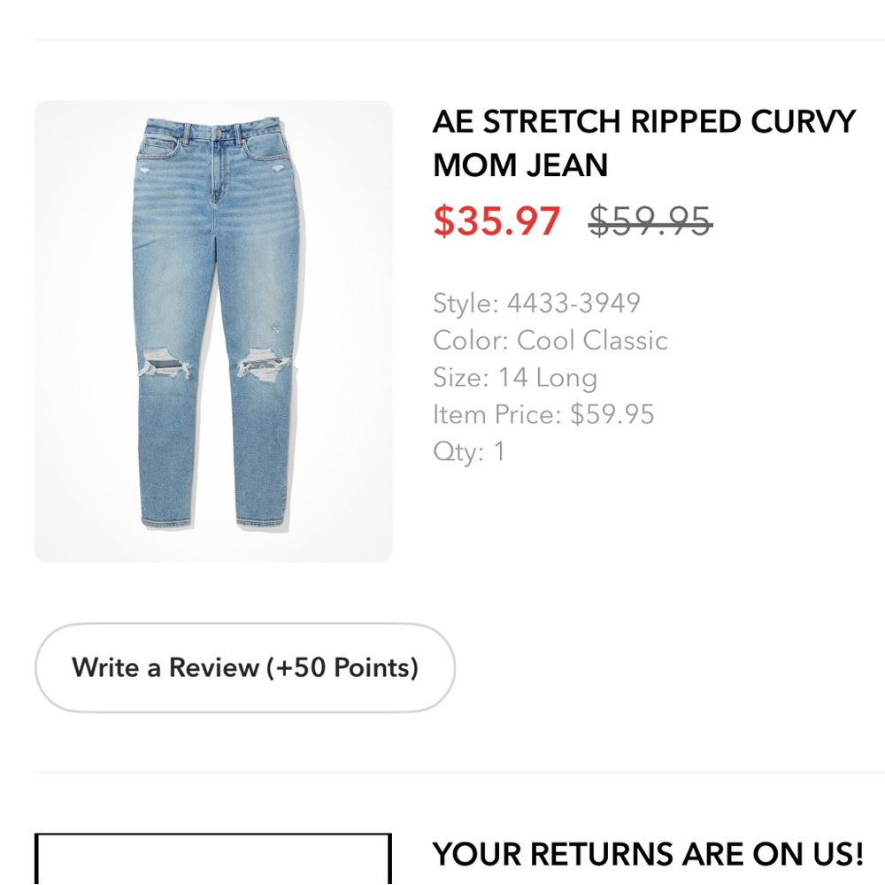 American eagle stretch mom jeans - size 14 long